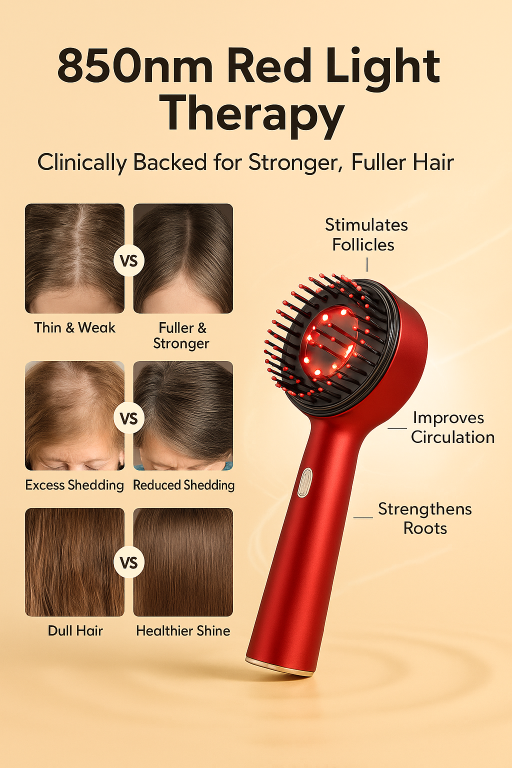 Red-Light Therapy Comb Brush
